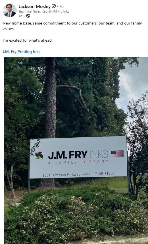 J.M. Fry Inks Pine Bluff home base sign